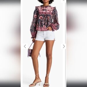 FARM RIO ainika charm long sleeve blouse in pink/rose